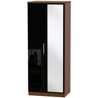 knightsbridge high gloss black and noche walnut wardrobe 2ft 6in with  ...