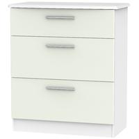 Knightsbridge Kaschmir Matt and White Chest of Drawer - 3 Drawer Deep