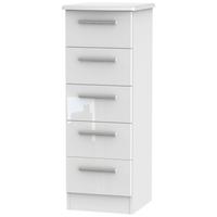 knightsbridge high gloss white chest of drawer 5 drawer locker