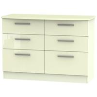 Knightsbridge High Gloss Cream Chest of Drawer - 6 Drawer Midi