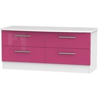 Knightsbridge High Gloss Pink and White Bed Box - 4 Drawer