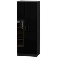 knightsbridge high gloss black wardrobe tall 2ft 6in with double hangi ...