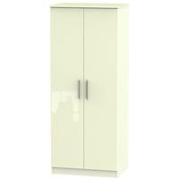 knightsbridge high gloss cream wardrobe 2ft 6in plain