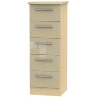 knightsbridge high gloss mushroom and oak chest of drawer 5 drawer loc ...