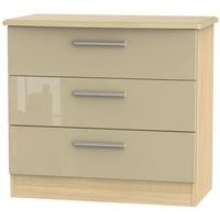 knightsbridge high gloss mushroom and oak chest of drawer 3 drawer