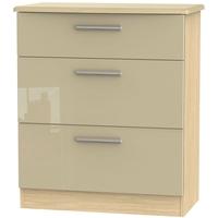 knightsbridge high gloss mushroom and oak chest of drawer 3 drawer dee ...