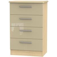 knightsbridge high gloss mushroom and oak chest of drawer 4 drawer mid ...