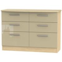 knightsbridge high gloss mushroom and oak chest of drawer 6 drawer mid ...