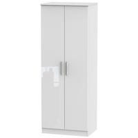 knightsbridge high gloss white wardrobe tall 2ft 6in double hanging