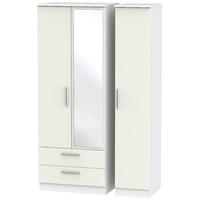 Knightsbridge Kaschmir Matt and White Triple Wardrobe - Tall with 2 Drawer and Mirror