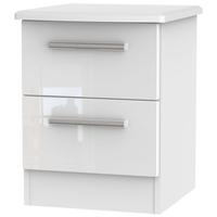 knightsbridge high gloss white bedside cabinet 2 drawer locker