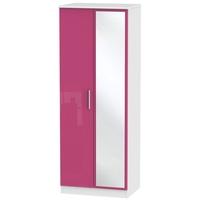 knightsbridge high gloss pink and white wardrobe tall 2ft 6in with mir ...