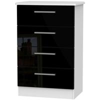 Knightsbridge High Gloss Black and White Chest of Drawer - 4 Drawer Midi