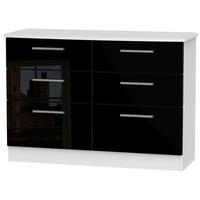 Knightsbridge High Gloss Black and White Chest of Drawer - 6 Drawer Midi