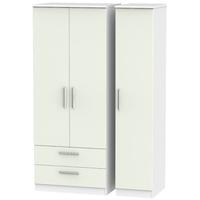 Knightsbridge Kaschmir Matt and White Triple Wardrobe with 2 Drawer