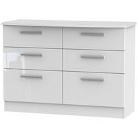 knightsbridge high gloss white chest of drawer 6 drawer midi