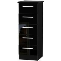 knightsbridge high gloss black chest of drawer 5 drawer locker