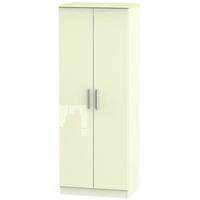 Knightsbridge High Gloss Cream Wardrobe - Tall 2ft 6in Plain