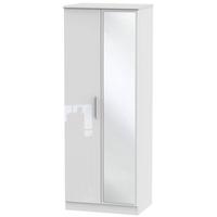 Knightsbridge High Gloss White Wardrobe - Tall 2ft 6in with Mirror