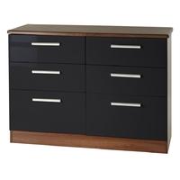 knightsbridge high gloss black chest of drawer 6 drawer midi