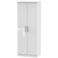 knightsbridge high gloss white wardrobe tall 2ft 6in with plain