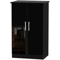 Knightsbridge High Gloss Black Wardrobe - 2ft 6in Plain Midi