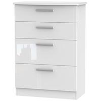 Knightsbridge High Gloss White Chest of Drawer - 4 Drawer Deep