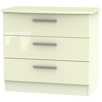 knightsbridge high gloss cream chest of drawer 3 drawer