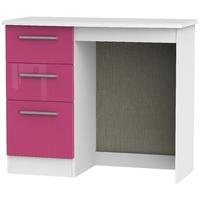 knightsbridge high gloss pink and white dressing table vanity knee hol ...