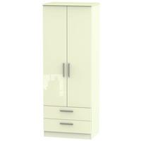 knightsbridge high gloss cream wardrobe tall 2ft 6in with 2 drawer