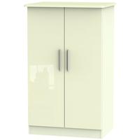 Knightsbridge High Gloss Cream Wardrobe - 2ft 6in Plain Midi