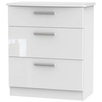 Knightsbridge High Gloss White Chest of Drawer - 3 Drawer Deep