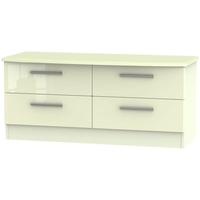 Knightsbridge High Gloss Cream Bed Box - 4 Drawer