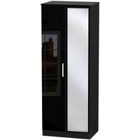 knightsbridge high gloss black wardrobe tall 2ft 6in with mirror