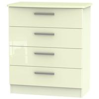 Knightsbridge High Gloss Cream Chest of Drawer - 4 Drawer