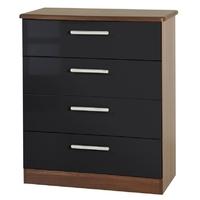 Knightsbridge High Gloss Black Chest of Drawer - 4 Drawer