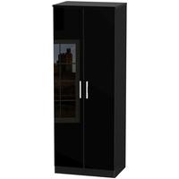 Knightsbridge High Gloss Black Wardrobe - Tall 2ft 6in with Plain