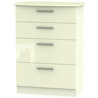 Knightsbridge High Gloss Cream Chest of Drawer - 4 Drawer Deep