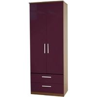 Knightsbridge Aubergine Wardrobe - Tall 2ft 6in with 2 Drawer