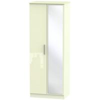 Knightsbridge High Gloss Cream Wardrobe - Tall 2ft 6in with Mirror