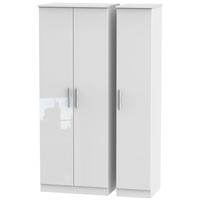 knightsbridge high gloss white triple wardrobe tall plain