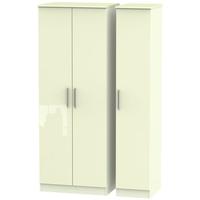 Knightsbridge High Gloss Cream Triple Wardrobe - Tall Plain