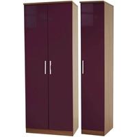 knightsbridge aubergine triple wardrobe tall plain