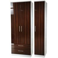 knightsbridge ebony triple wardrobe tall with 2 drawer