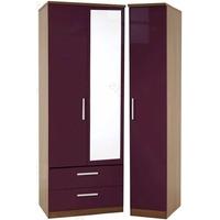 Knightsbridge Aubergine Triple Wardrobe - Tall with 2 Drawer and Mirror