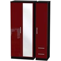 Knightsbridge Ruby Triple Wardrobe with Mirror and 2 Drawer