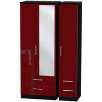 Knightsbridge Ruby Triple Wardrobe - Tall with Drawer and Mirror