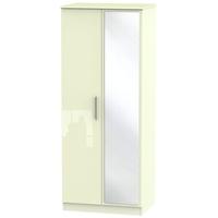 Knightsbridge High Gloss Cream Wardrobe - 2ft 6in with Mirror