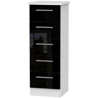 knightsbridge high gloss black and white chest of drawer 5 drawer lock ...