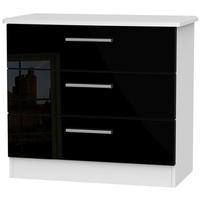 Knightsbridge High Gloss Black and White Chest of Drawer - 3 Drawer